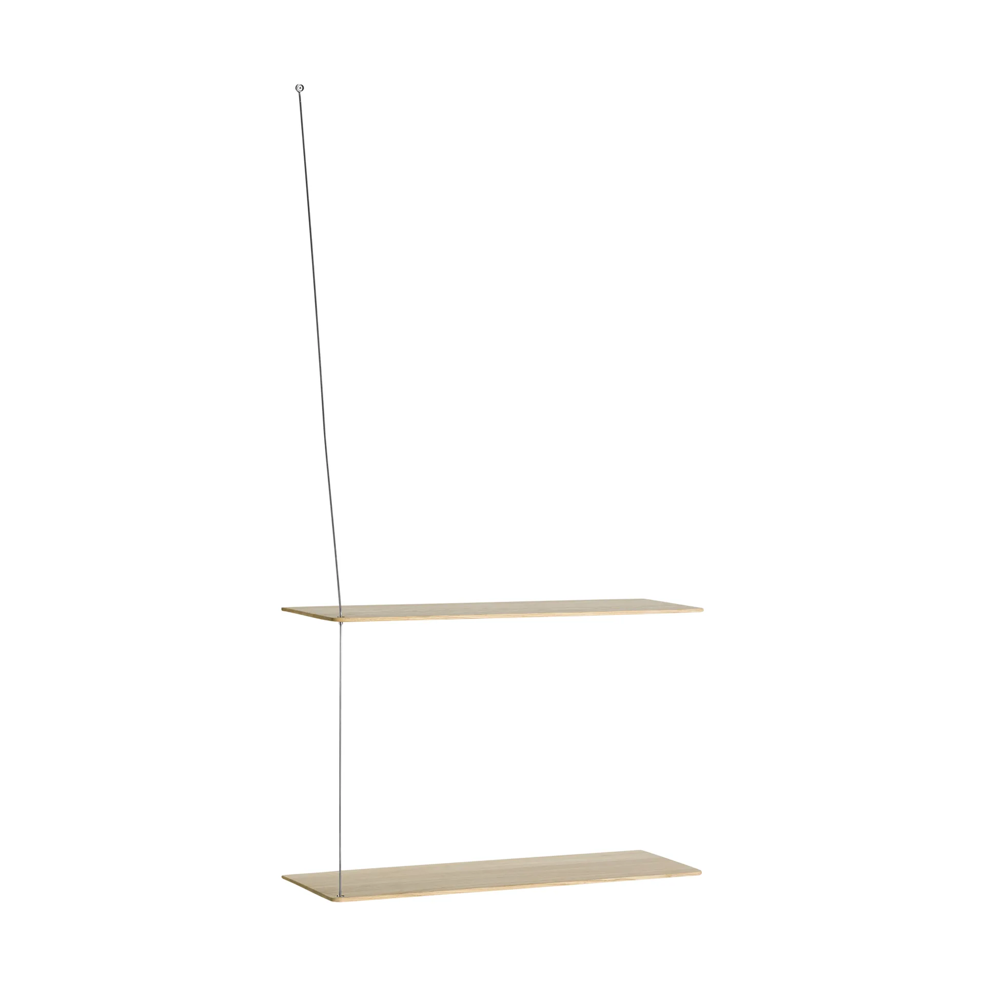 Stedge hylly, Valkopesty tammi-harjattu teräs, 60 cm, 2 hyllytasoa Woud