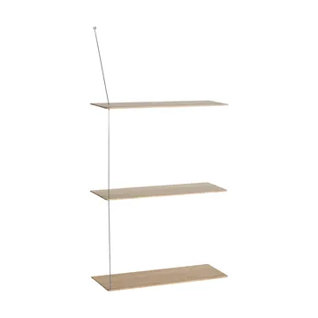 Stedge hylly - Valkopesty tammi-harjattu teräs, 60 cm, 3 hyllytasoa - Woud