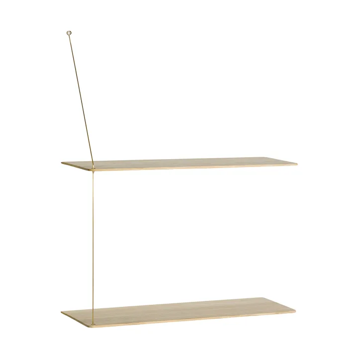 Stedge hylly - Valkopesty tammi-messinki, 60 cm, 2 hyllytasoa - Woud