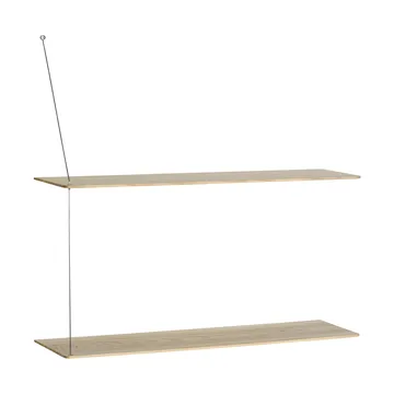Stedge hylly - Valkopetsattu tammi-harjattu teräs, 80 cm, 2 hyllytasoa - Woud