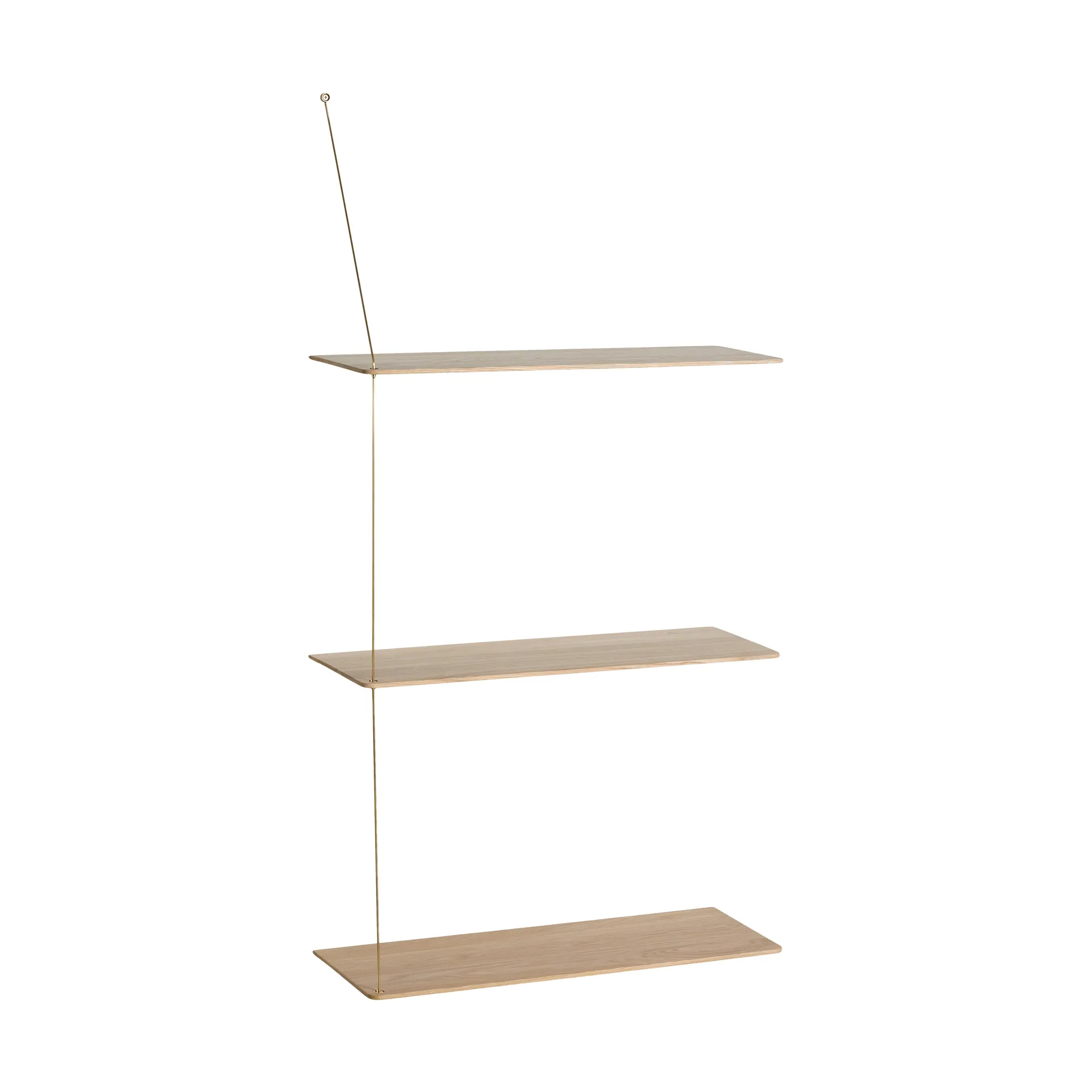 Woud Stedge hylly Valkopigmentoitu tammi-messinki, 60 cm, 3 hyllytasoa