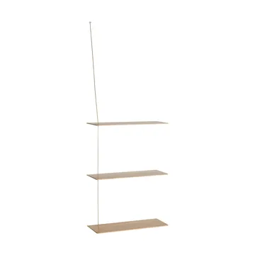 Stedge hylly - Valkopigmentoitu tammi-messinki, 60 cm, 3 hyllytasoa - Woud