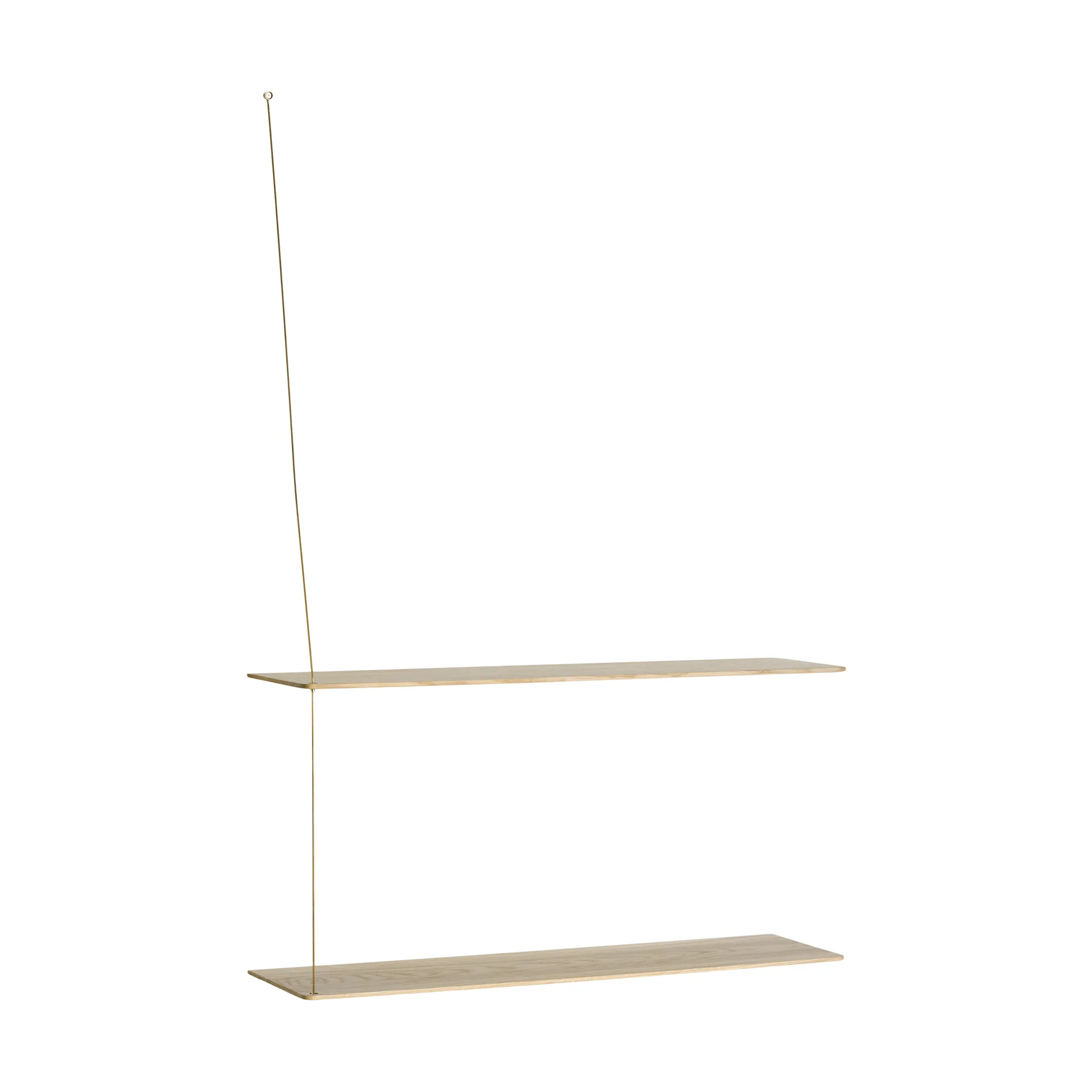 Stedge hylly, Valkopigmentoitu tammi-messinki, 80 cm, 2 hyllytasoa Woud