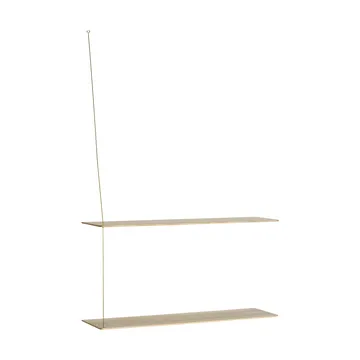 Stedge hylly - Valkopigmentoitu tammi-messinki, 80 cm, 2 hyllytasoa - Woud