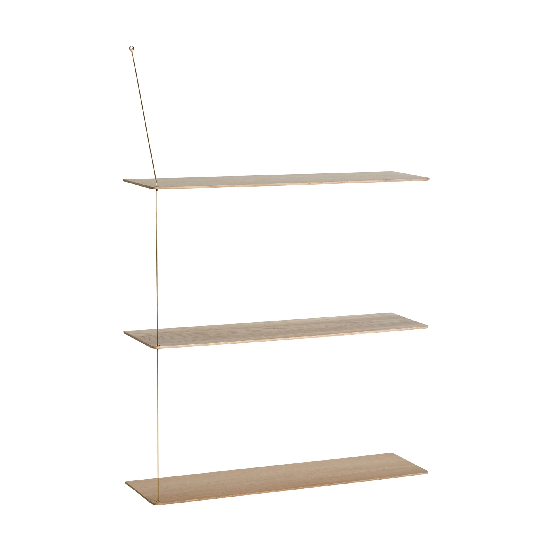 Woud Stedge hylly Valkopigmentoitu tammi-messinki, 80 cm, 3 hyllytasoa