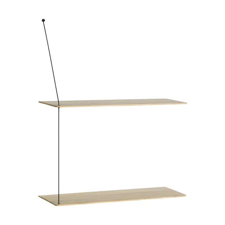 Stedge hylly - Valkopigmentoitu tammi-musta, 2 hyllytasoa, 60 cm - Woud