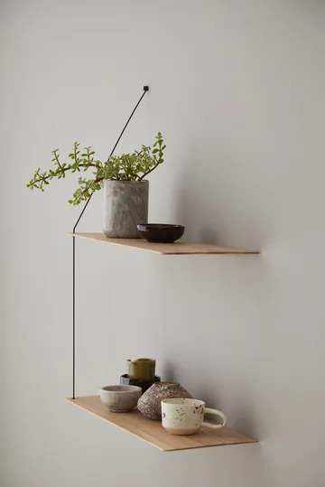 Stedge hylly - Valkopigmentoitu tammi-musta, 2 hyllytasoa, 60 cm - Woud