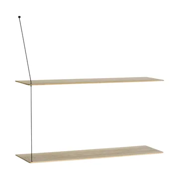 Stedge hylly - Valkopigmentoitu tammi-musta, 80 cm, 2 hyllytasoa - Woud