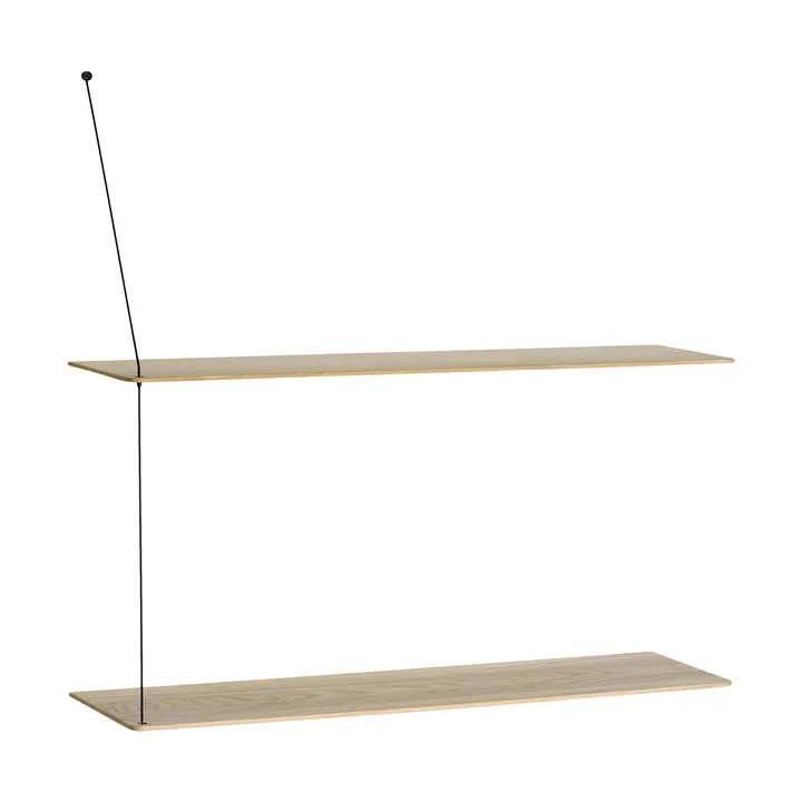 Stedge hylly - Valkopigmentoitu tammi-musta, 80 cm, 2 hyllytasoa - Woud