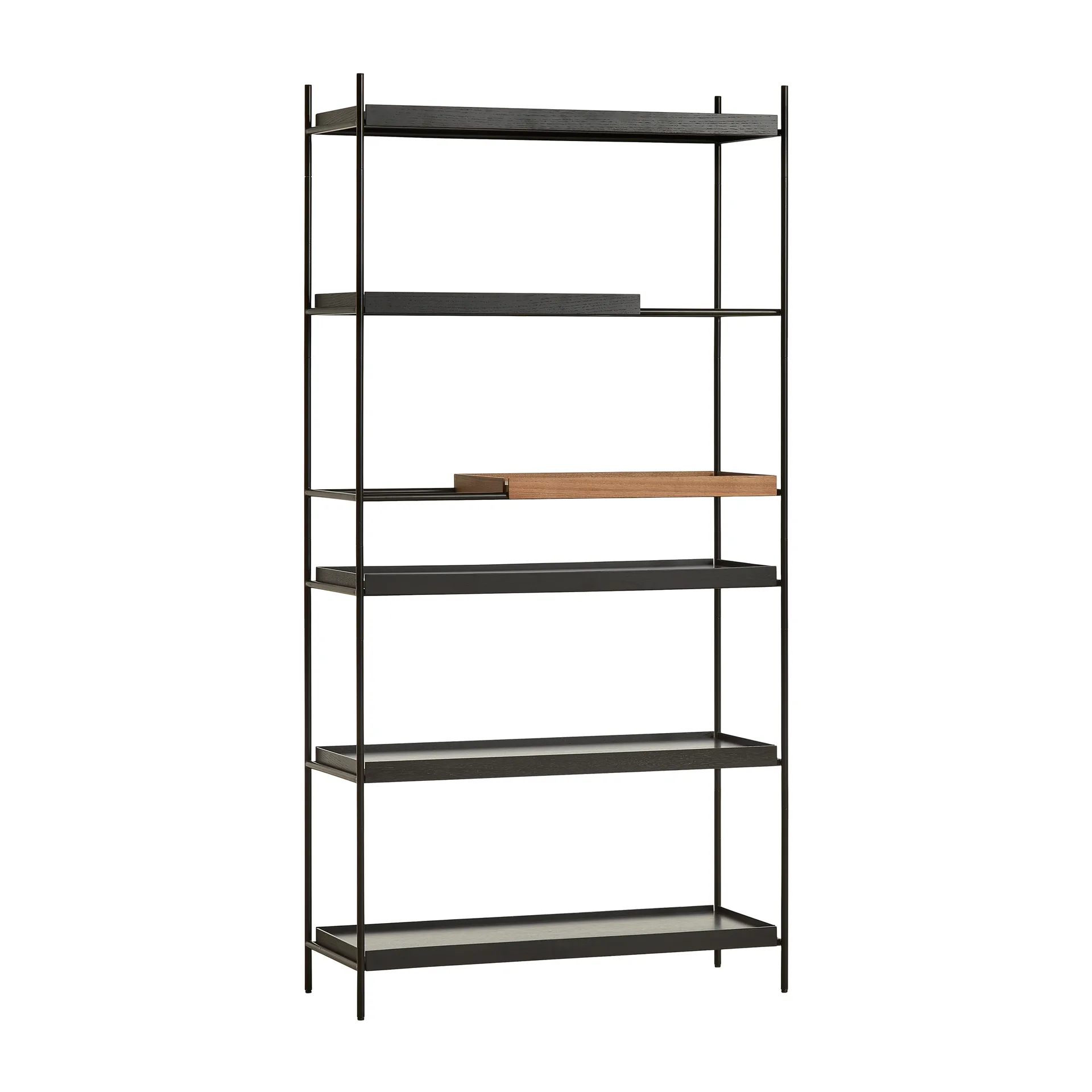 Tray hylly korkea saksanpähkinä, 100x201 cm, Malli 5 Woud