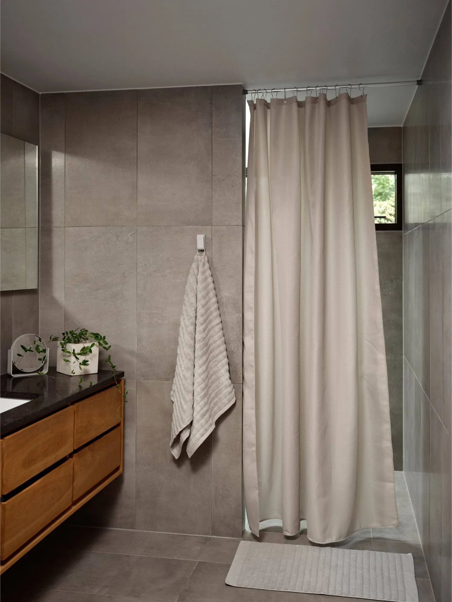 Lux suihkuverho, Soft grey, 180x200 cm Zone Denmark