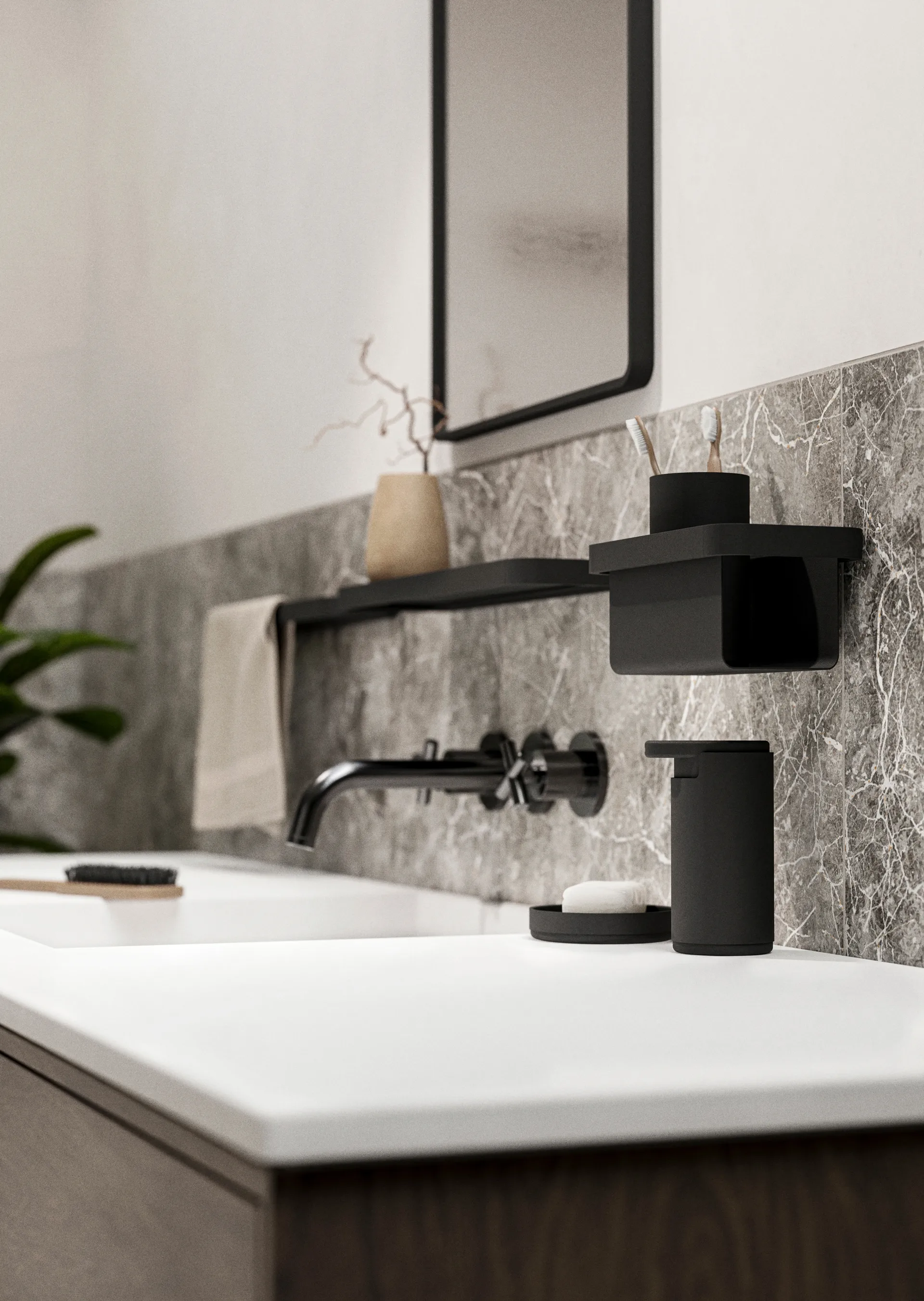 RIM suihkuhylly korkea 11 x 22 cm, Black Zone Denmark