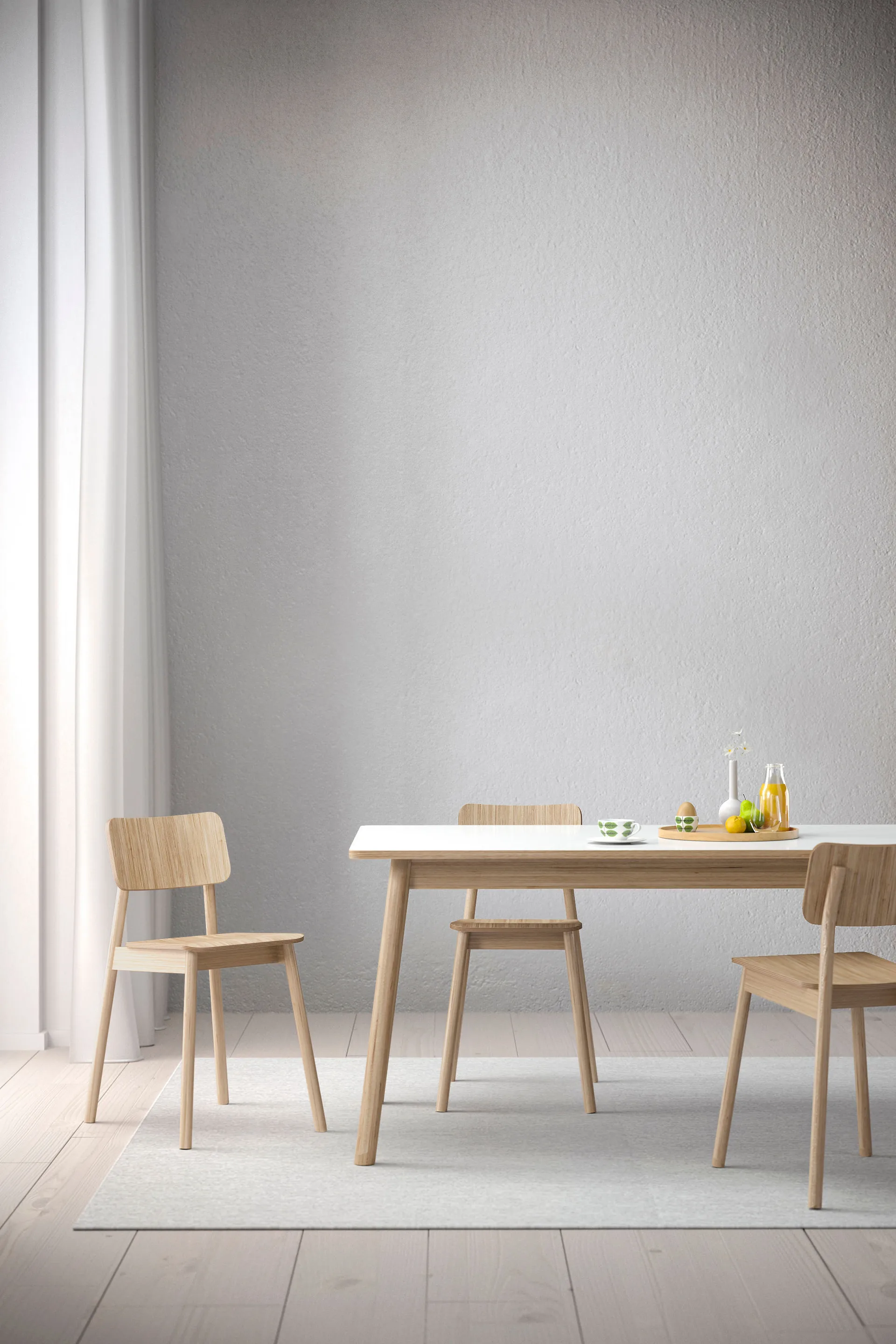 Dino 200 -ruokapöytä, Valkoinen, tammirunko, new Zweed