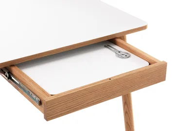 Dino+ ruokapöytä jatkolevyllä - Valkoinen, tammirunko, 2 jatkolevyä - Zweed