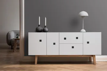 Peep M2 -mediataso - Valkoinen, retro, tammirunko - Zweed