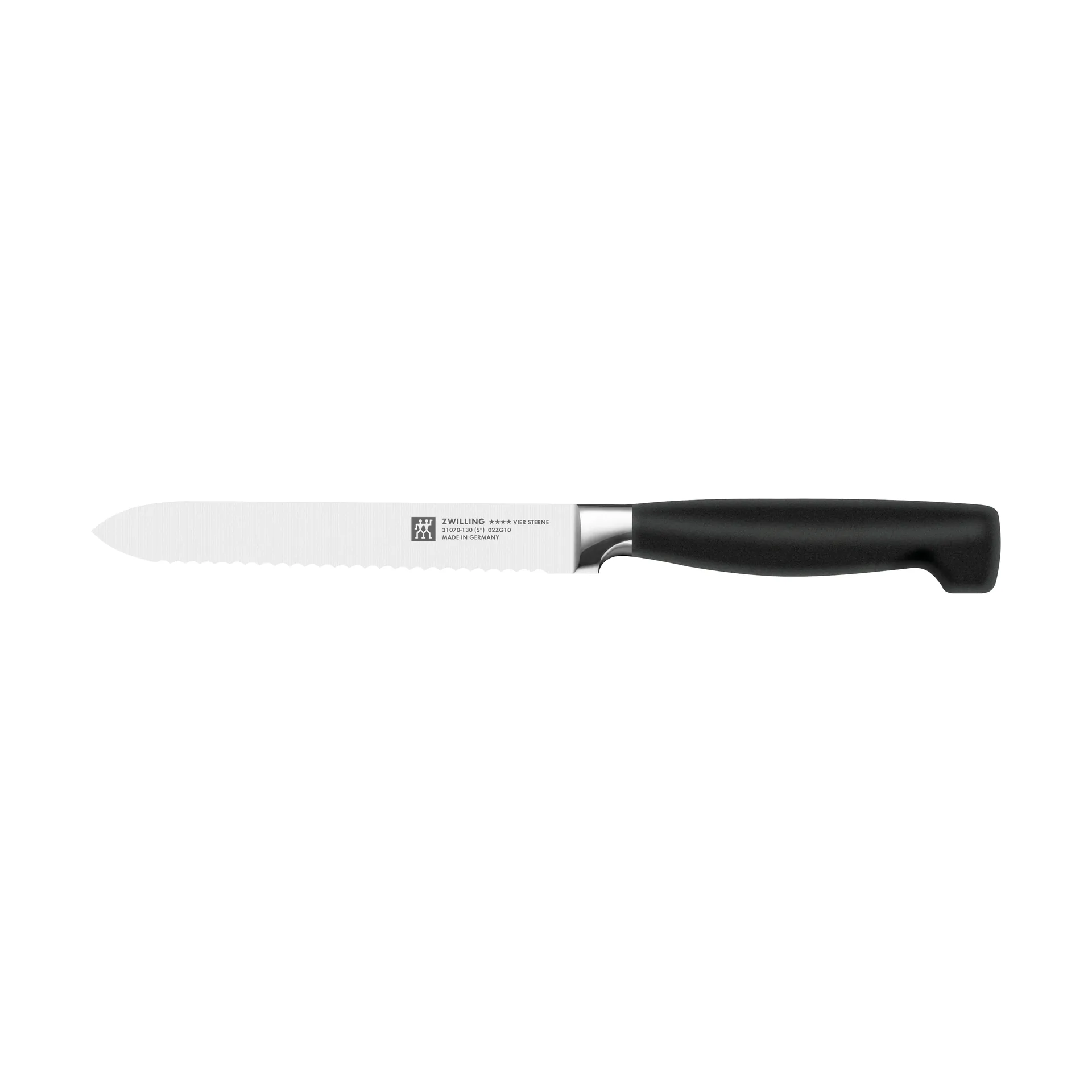 Zwilling Four star sahalaitainen yleisveitsi 13 cm, Musta-ruostumaton teräs Zwilling
