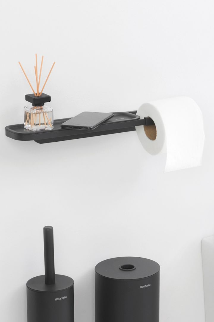 Brabanita-vessapaperiteline, jossa on kätevä hylly puhelimelle tai tuoksukynttilälle, on käytännöllinen kotikonsti niille, jotka haluavat olla järjestelmällisempiä kylpyhuoneessa. 