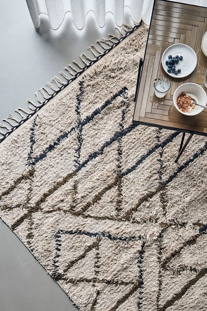 Bloomingvillen Indi-matto sopii kuvioonsa ansiosta täydellisesti boho-tyyliseen sisustukseen.